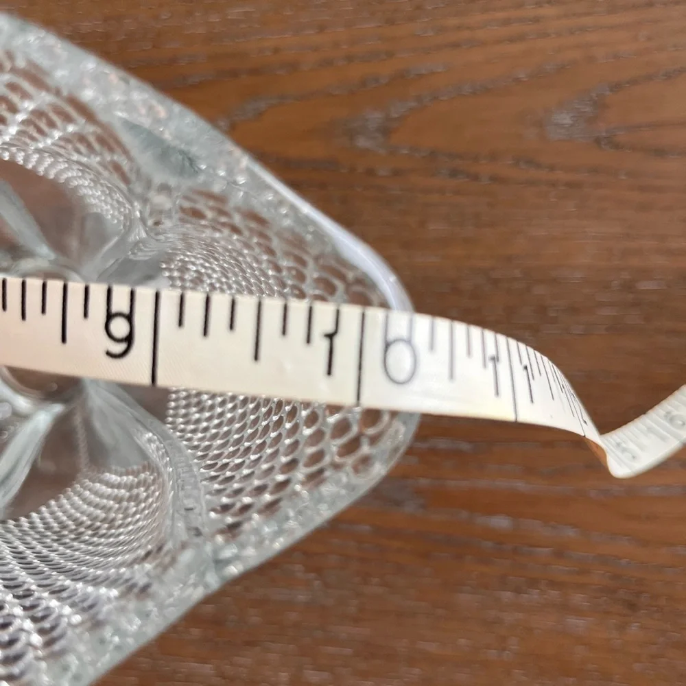 L.E. Smith Thousand Eyes Dewdrop Hobnail‎ Clear Glass Fan Vase
